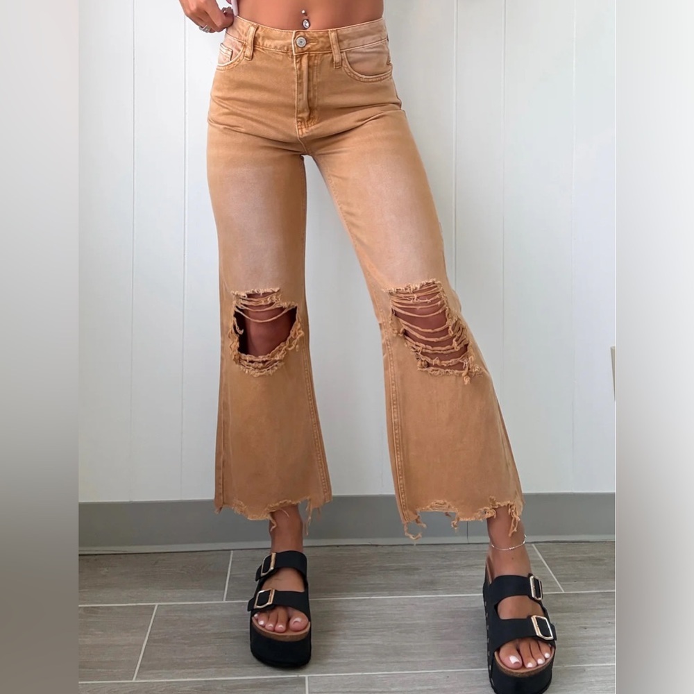 Vervet Distressed Tan Women's Jeans